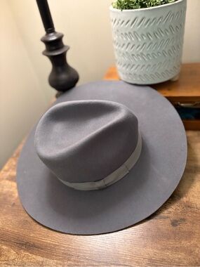 Cowboy Hat Grey 100% Wool Stampede Western Wear-See Measurements New Large-appr